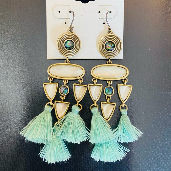 Fun Turquoise Tassel Earrings - Picture 2 of 3